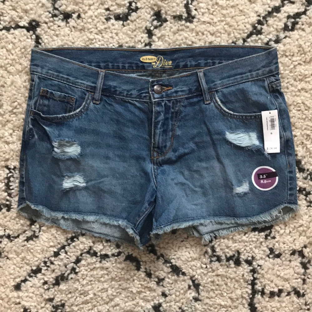 Medium Wash Distresses Old Navy Denim Shorts